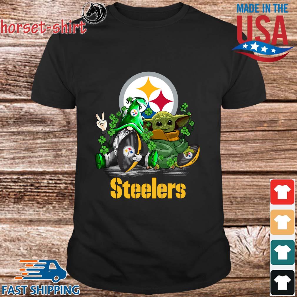 Pittsburgh Steelers Gnome and Baby Yoda St Patrick's Day shirt