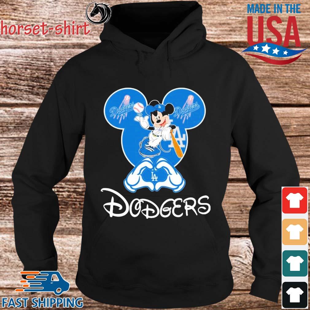 Minnie mouse love los angeles raiders and los angeles dodgers hearts shirt,  hoodie, sweater, long sleeve and tank top